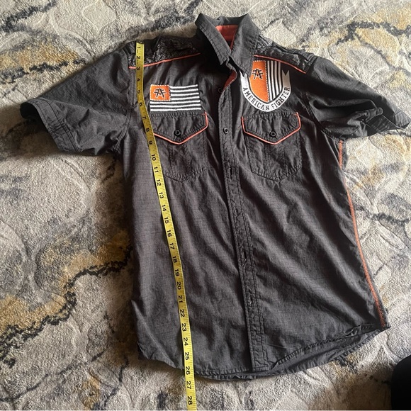 American Fighter Black and Orange Casual Button Down Shirt - Picture 3 of 6